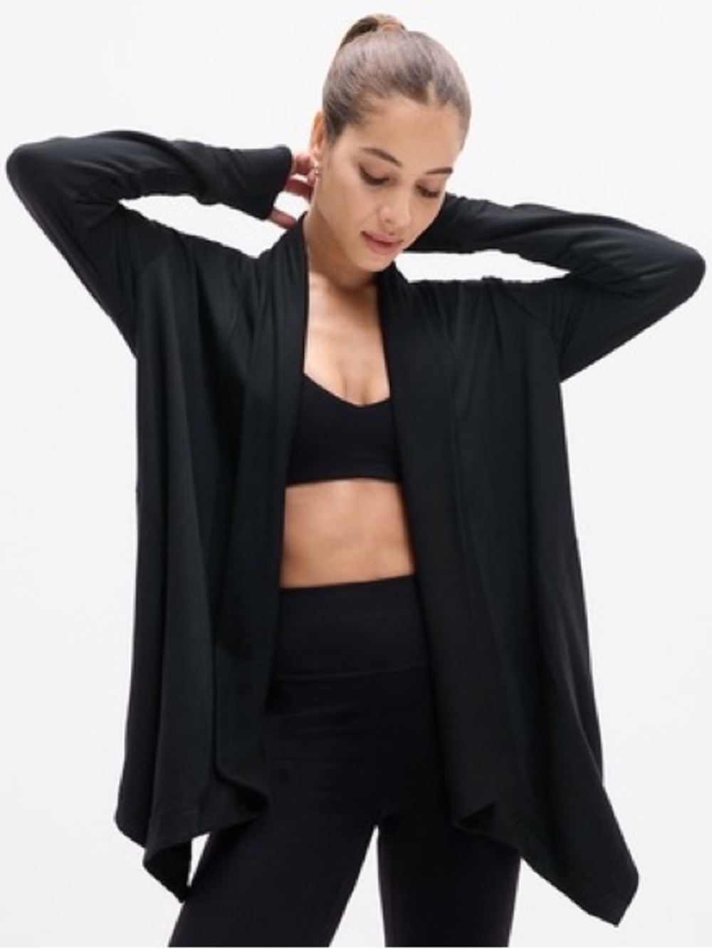 Athleta Pranayama II Restore Wrap Cardigan Sweatshirt Size S Open Front.     22